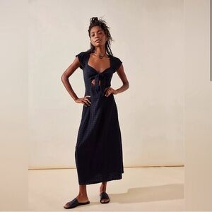 NWT Free People Nalani Midi Front Tie Dress - Size L